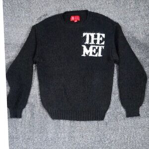 The Met PacSun Black Fuzzy Crew Neck Sweater Size Medium